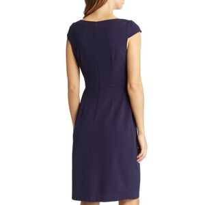 Tahari ASL Navy Sleeveless Sheath Dress
